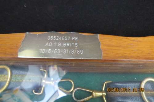 SAAF DAGGER AO1 G BRITS 10/06/63- 31/3/89 RETIRED IN MAHOGONY DISPLAY CASE. AL BELT INCLUDED