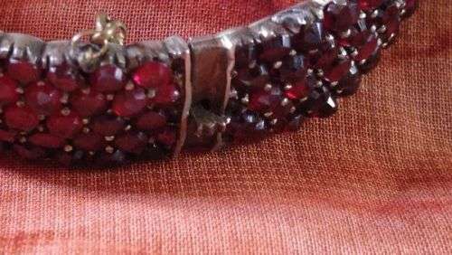 Antique Victorian 5 Row Bohemian Garnet Bracelet ~ Over 200 Czech Rose Cut Garnets  Circa 1900s (1837-1910)