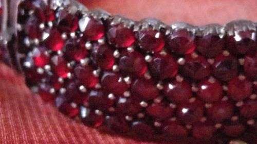 Antique Victorian 5 Row Bohemian Garnet Bracelet ~ Over 200 Rose Cut Garnets