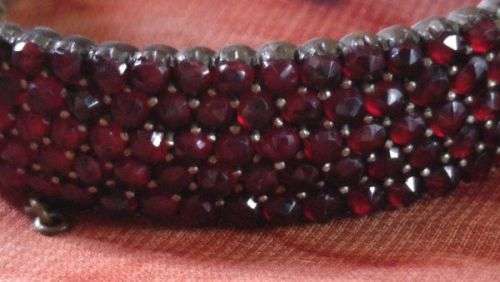 Antique Victorian 5 Row Bohemian Garnet Bracelet ~ Over 200 Czech Rose Cut Garnets  Circa 1900s (1837-1910)