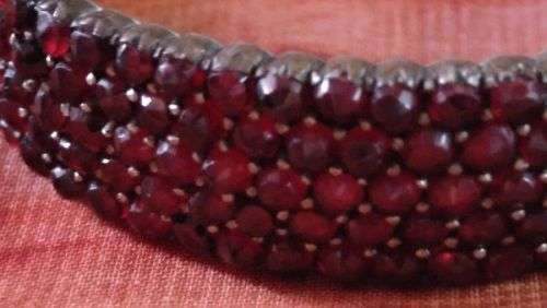 Antique Victorian 5 Row Bohemian Garnet Bracelet ~ Over 200 Czech Rose Cut Garnets  Circa 1900s (1837-1910)