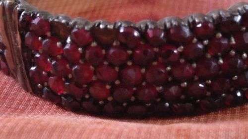 Antique Victorian 5 Row Bohemian Garnet Bracelet ~ Over 200 Czech Rose Cut Garnets  Circa 1900s (1837-1910)