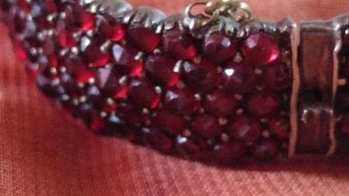 Antique Victorian 5 Row Bohemian Garnet Bracelet ~ Over 200 Czech Rose Cut Garnets  Circa 1900s (1837-1910)