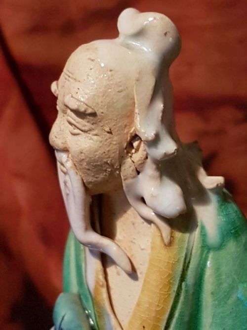 Chinese Mudman Figure ~ Man with Scroll and Fan Man with Scroll and Fan ~ c1900