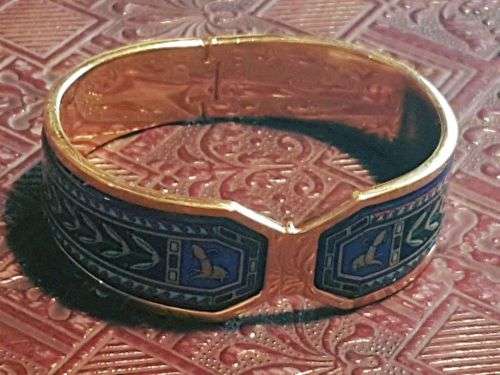 MICHAELA FREY Greco-Roman Contessa Clasp Bangle ~ 24K Gold Plated Fire Enamel Finish ~ Austrian