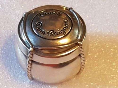 Vintage Silver Coated Dom Perignon Champagne Bottle Stopper in Original Box