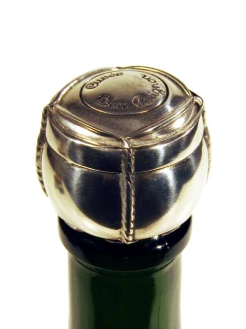 Vintage Silver Coated Dom Perignon Champagne Bottle Stopper in Original Box