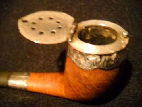 Antique Smoking Pipe with Ornate Silver Hallmarked Mounts
