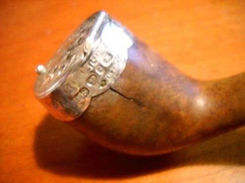 Antique Smoking Pipe with Ornate Silver Hallmarked Mounts
