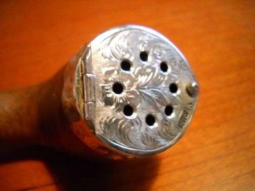 Antique Smoking Pipe with Ornate Silver Hallmarked Mounts