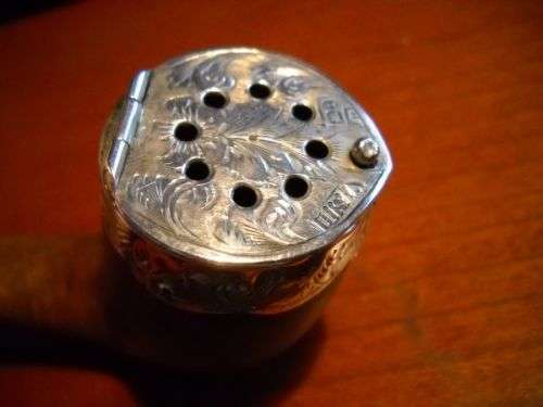 Antique Smoking Pipe with Ornate Silver Hallmarked Mounts