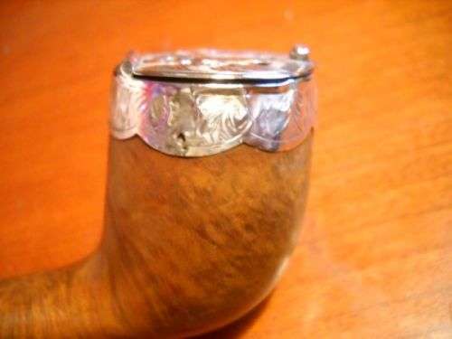 Antique Smoking Pipe with Ornate Silver Hallmarked Mounts