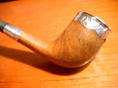 Antique Smoking Pipe with Ornate Silver Hallmarked Mounts