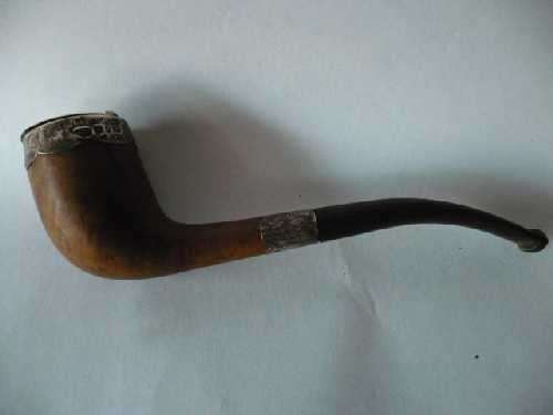 Antique Smoking Pipe with Ornate Silver Hallmarked Mounts