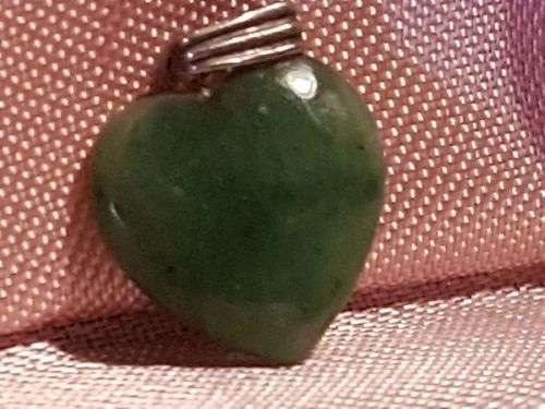 Natural Green Jade Heart Pendant or Charm