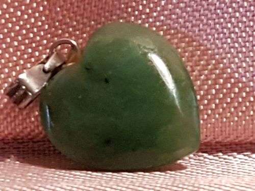 Natural Green Jade Heart Pendant or Charm