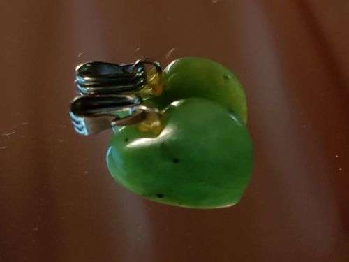 Natural Green Jade Heart Pendant or Charm