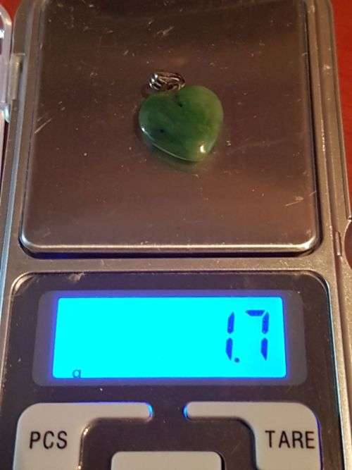Natural Green Jade Heart Pendant or Charm