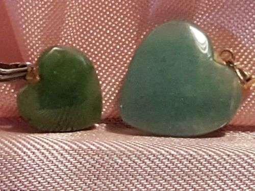 Natural Green Jade Heart Pendant or Charm