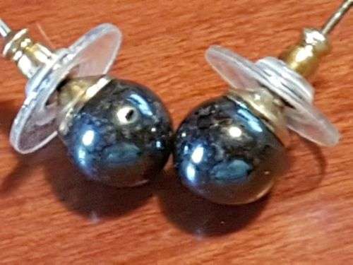 Tahitian Black Pearl Stud Earrings ~ 8mm