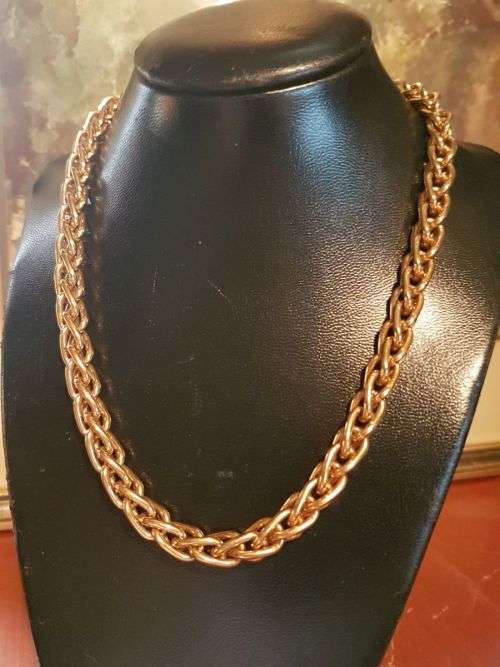 Signed Monet Vintage Heavy and Chunky Gold Tone Chain Necklace