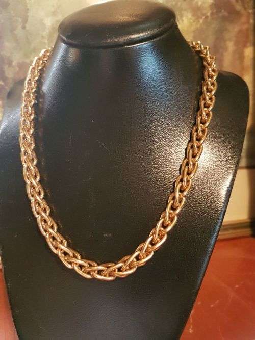 Signed Monet Vintage Heavy and Chunky Gold Tone Chain Necklace