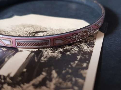 MICHAELA FREY Michaela Frey Floral Enamel Bangle Bracelet Fire Enamel Cloisonne ~ Austria