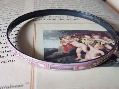 MICHAELA FREY Michaela Frey Floral Enamel Bangle Bracelet Fire Enamel Cloisonne ~ Austria