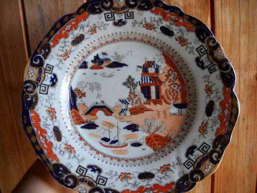 Victorian Mason`s Patent Ironstone Imari Cobalt Ware Plate, c1813-1829