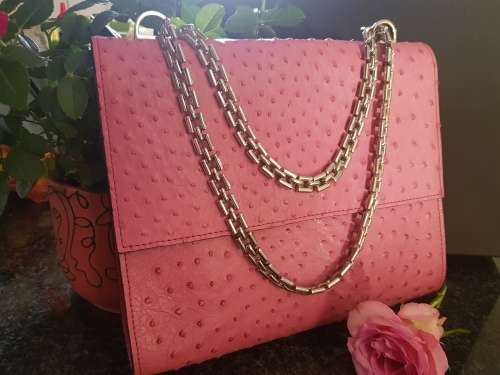 Elegant, Stylish & Timeless - Genuine Handmade Ostrich Leather Designer Handbag in Gorgeous Pink