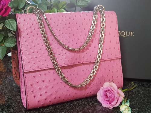 Elegant, Stylish & Timeless - Genuine Handmade Ostrich Leather Designer Handbag in Gorgeous Pink