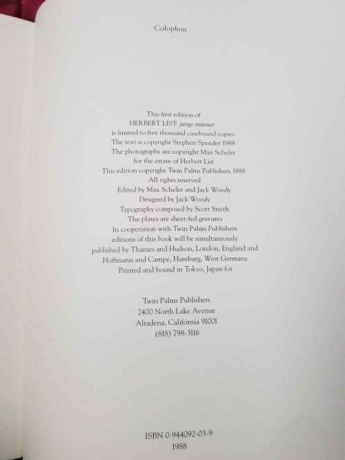 SALE!!!  Junge Männer by Herbert List (Art, Photography) - 1988 First and Limited Edition book