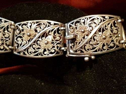 Fabulous Vintage 925 Silver Filigree `Renaissance` Style Panel Link Bracelet - Magnificent Detail