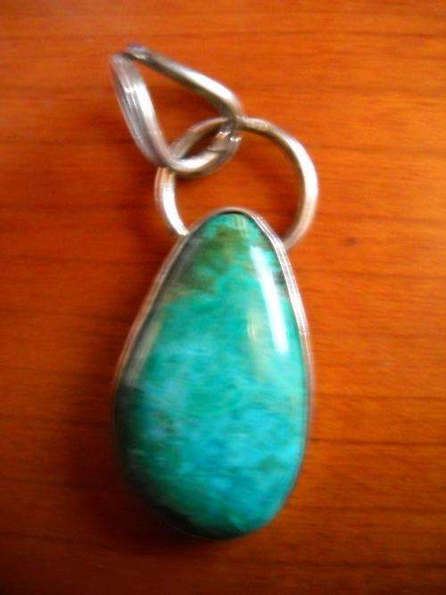 Vintage Israel Sterling Silver King Solomon's Eilat Stone Pendant ~ Marked Israel 925
