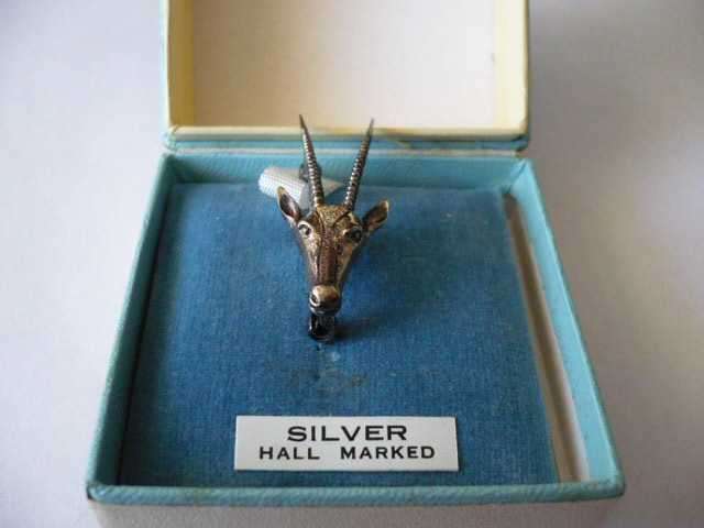 Unusual and Rare Vintage Boxed Sterling Silver Arabian Oryx Pin Brooch Hallmarked