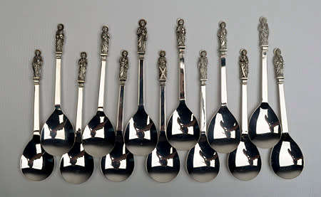 13 Hallmarked Sterling Silver Apostle Spoon Set - Original Wood Case - 1978 Limited Edition
