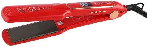 Enzo hair straightener flat iron keratin with LCD wide plate RED COLOUR