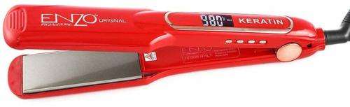 Enzo hair straightener flat iron keratin with LCD wide plate RED COLOUR