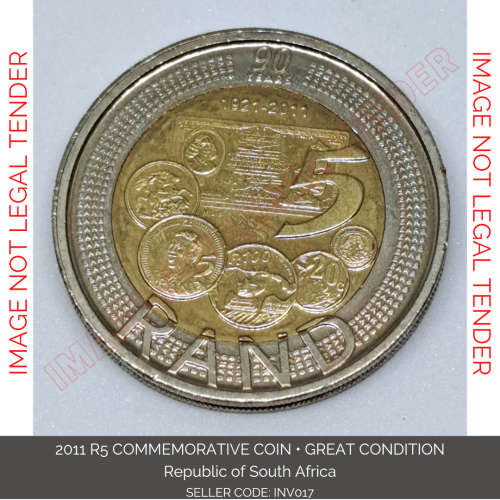 2011 R5 90 YEARS COMMEMORATIVE COIN REPUBLIC OF SOUTH AFRICA