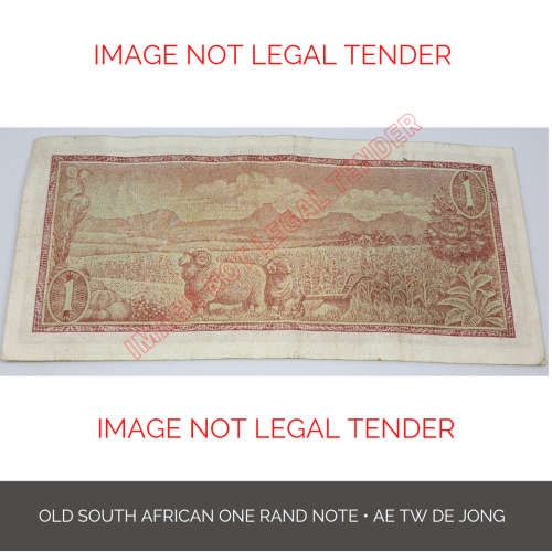 Old South African Bank Note R1 AE TW de Jongh