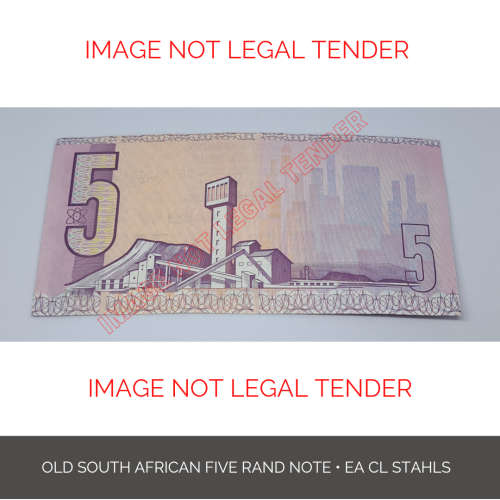 Old South African Bank Note R5 EA CL Stals