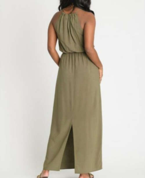 CONTEMPO KHAKI GREEN MAXI LENGTH SUMMER DRESS SIZE