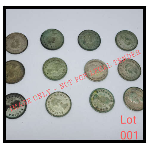 LOT OF THREE PENCE SOUTH AFRICAN COINS ASSORTED RANGING 1942-1959