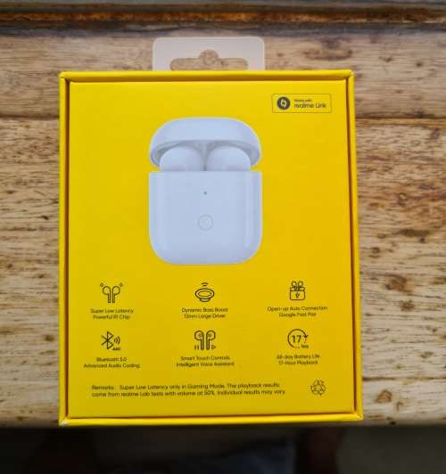 Realme Buds Air Neo with charging case.