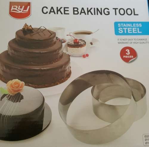 SET OF 3 CAKE BAKING MOULDS STAINLESS STEEL