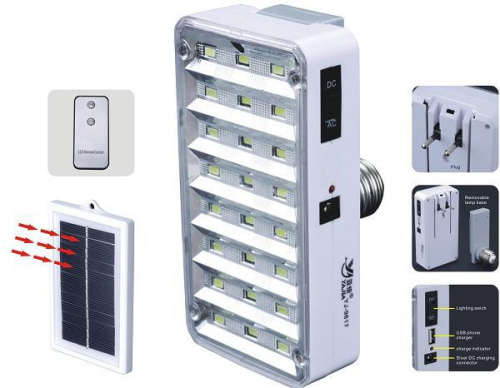 24 BULB SMD LED SOLAR & RECHARGABLE LED EMERGENCY BULB WITH REMOTE CONTROL