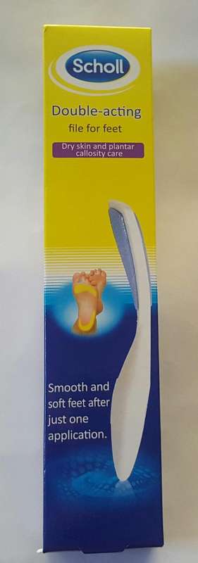 SCHOLL DOUBLE ACTING FOOT FILE - CALOUS REMOVER AND DRY SKIN REMOVER
