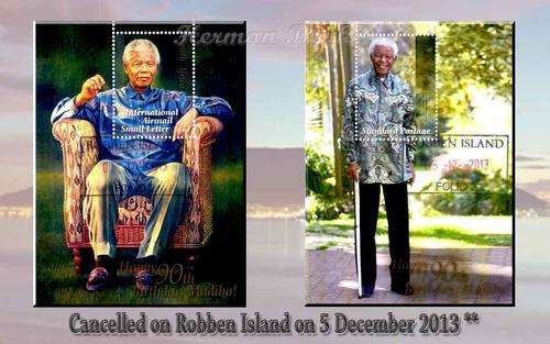 Madiba 90th B-day Stamps. Cancelled on Robben Island 5/12/13**