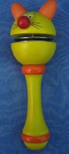 Yellow wooden Baby Rattle. (+-14cm)