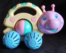 Rattle Bug On Wheels For Baby (+-16x12.5cm High)